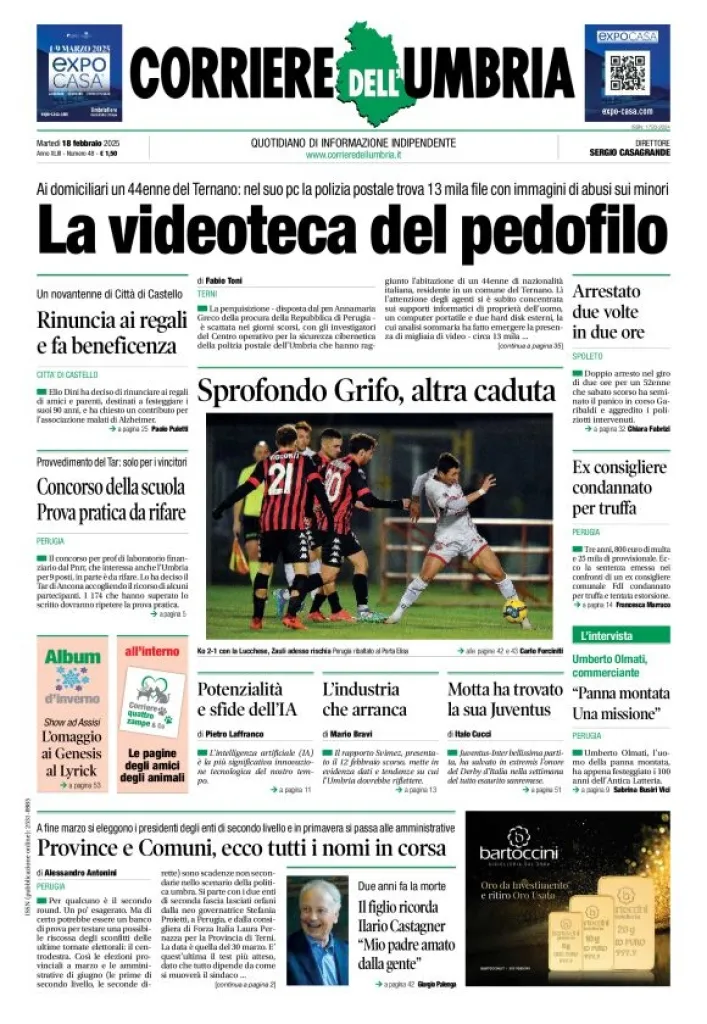 Prima-pagina-corriere umbria-del-2025-02-18